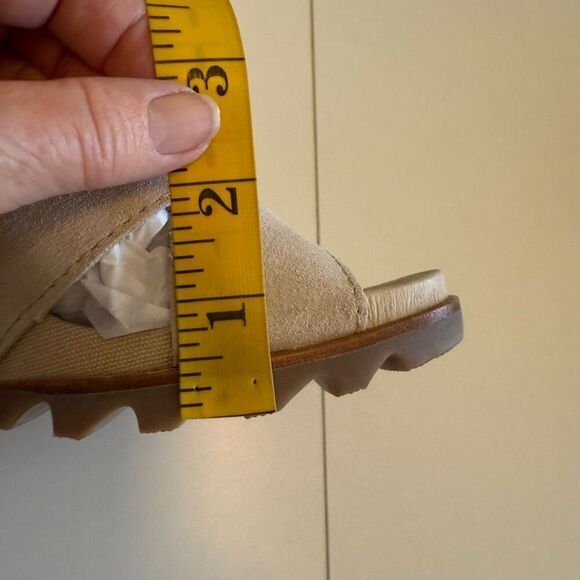 Sorel Oatmeal Joanie II Leather Wedge Sandals Sz 9.5 - Picture 14 of 14